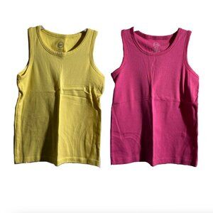 Set of 2 Wonder Nation Tanks, Baby Yellow/Pink, Size 7/8 Girls or XS Women